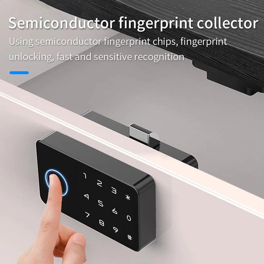 Smart Fingerprint Drawer Lock Tuya APP Electric Keyless Invisible Sensor Lock 13.56Mhz IC Card Unlock No Hole Cabinet Furniture