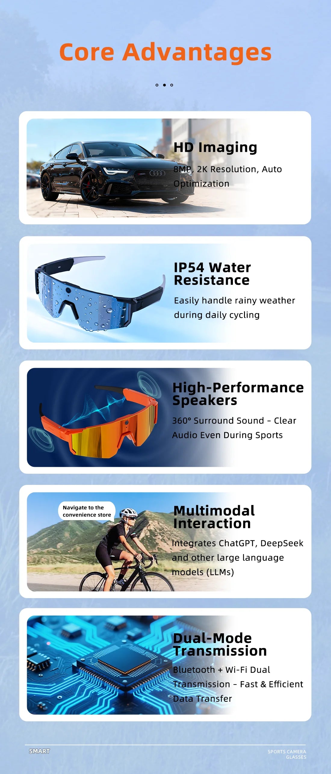New AI smart shooting&recording glasses with 800W camera, HD anti-shake bicycle riding shooting artifact, windproof goggles 2026