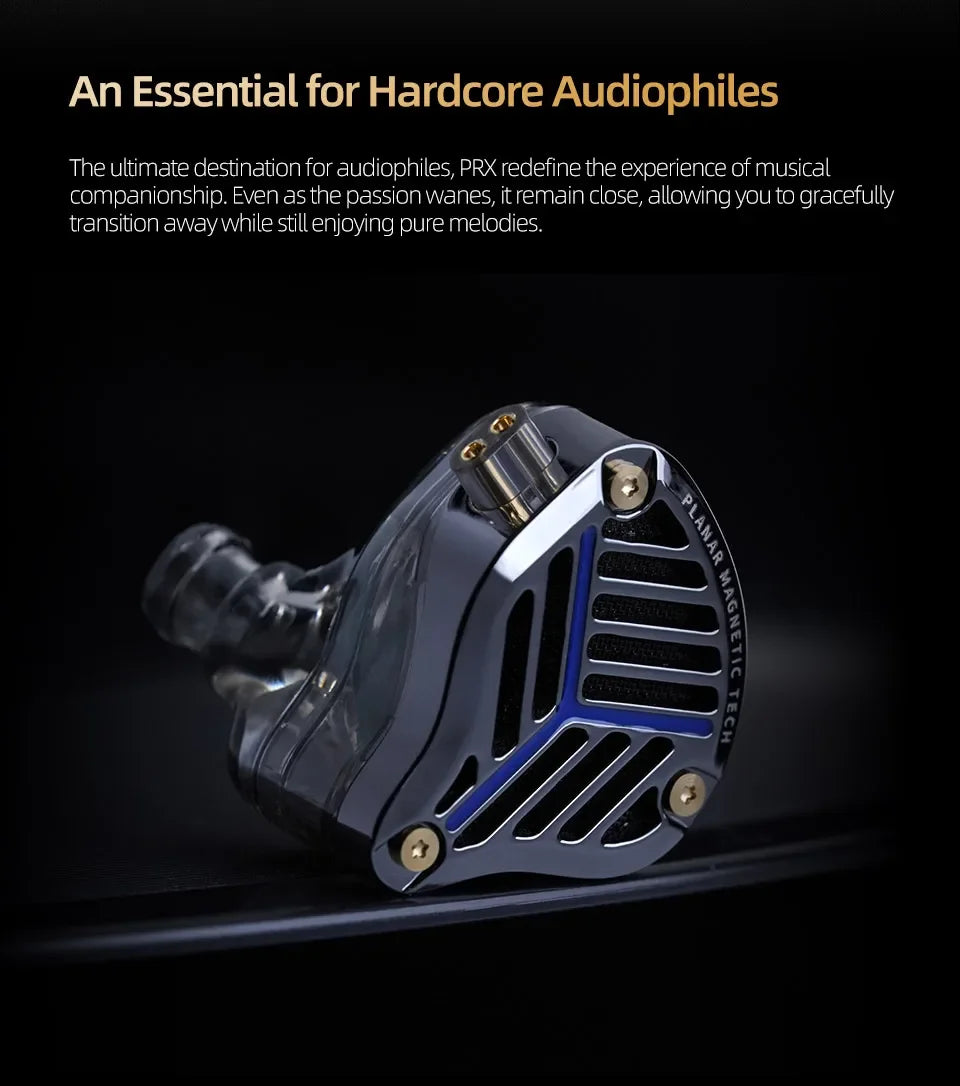 KZ PRX Fourth-Generation Planar Diaphragm Earphones HiFi Bass Earbuds Sport Monitor Headset with High-Purity Silver-Plated Cable