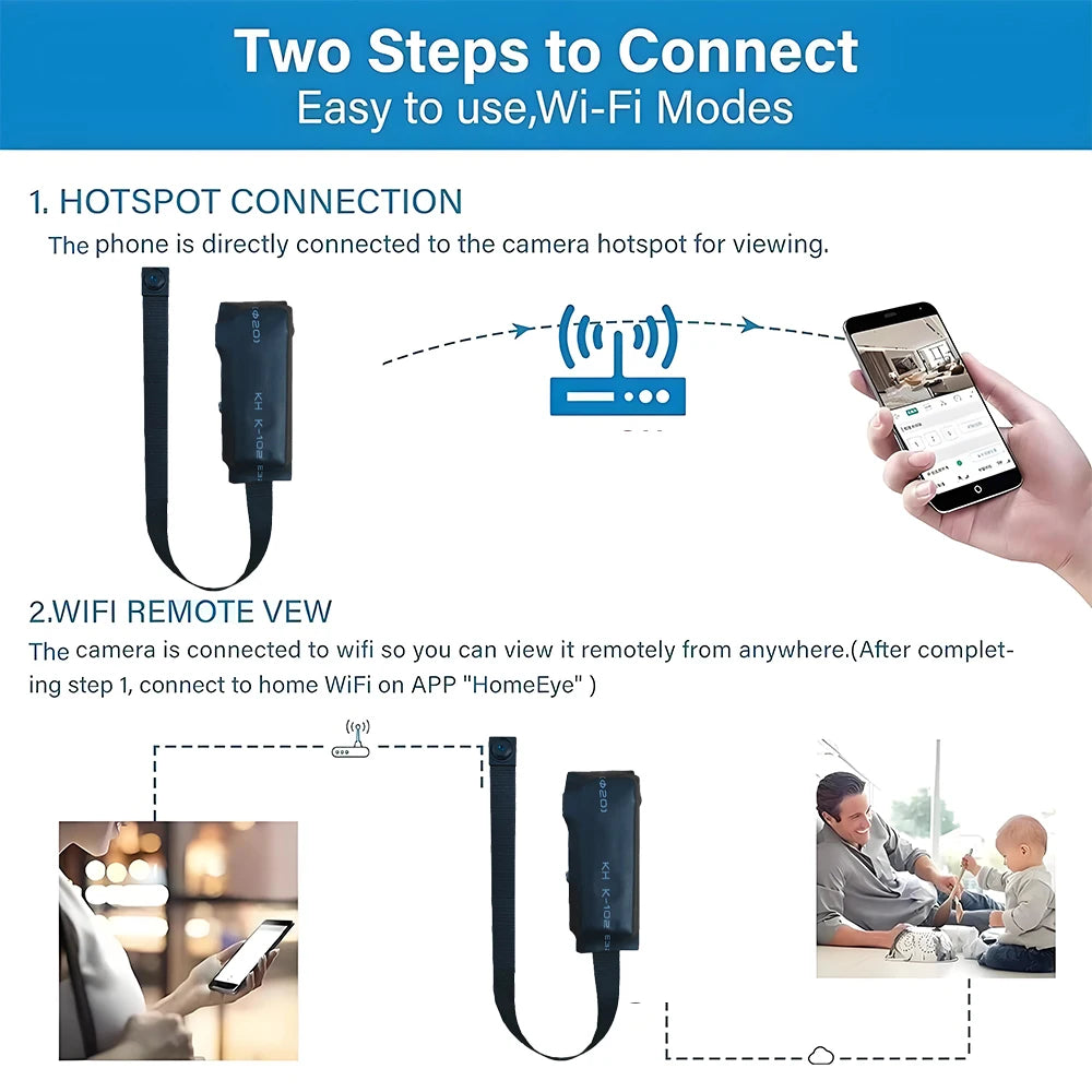 Newly improved 4K HD mini WiFi camera, supporting remote viewing, motion detection, DIY home nanny style camera