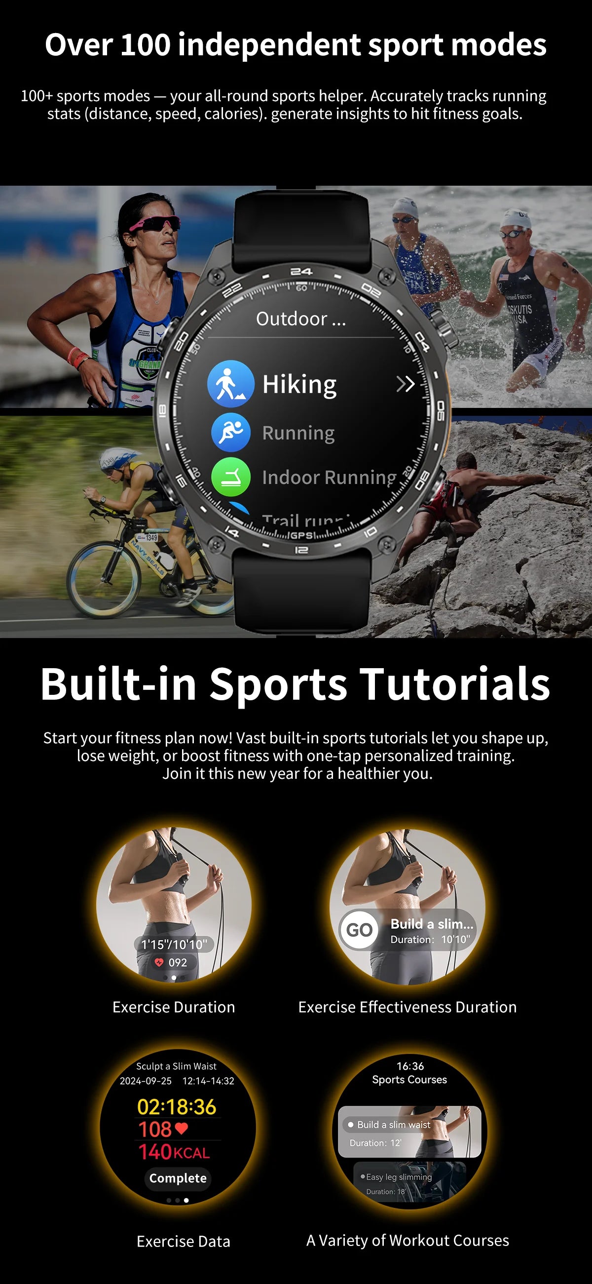 New Military Outdoor Smartwatch Built-in GPS Compass Altimeter 3ATM Waterproof 530mAh BT Call Watches Sports Smart Watch Men