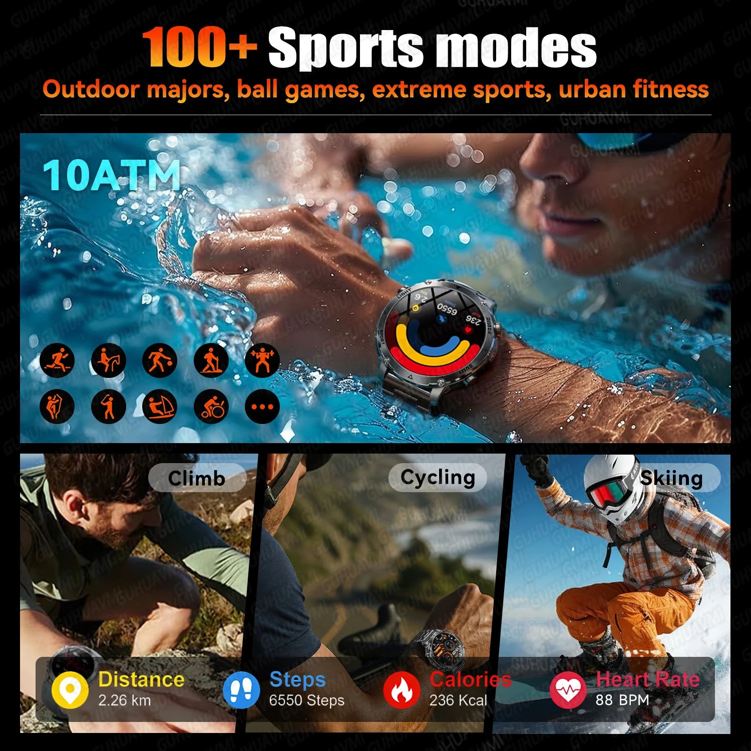 2026 New Military TANK SmartWatch Bluetooth call 10ATM Waterproof 1400mAh Battery Heart rate monitoring Outdoor Sports Watch Men