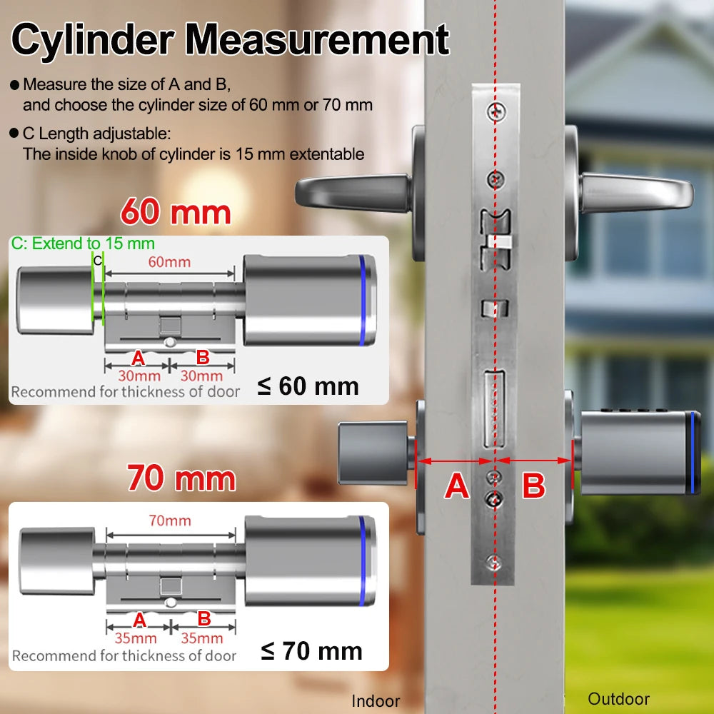 RAYKUBE L31 Tuya BLE Smart Fingerprint Electronic Door Lock Cylinder Lock With Tuya/ Smart Life APP Keys IC Card/NFC Unlock