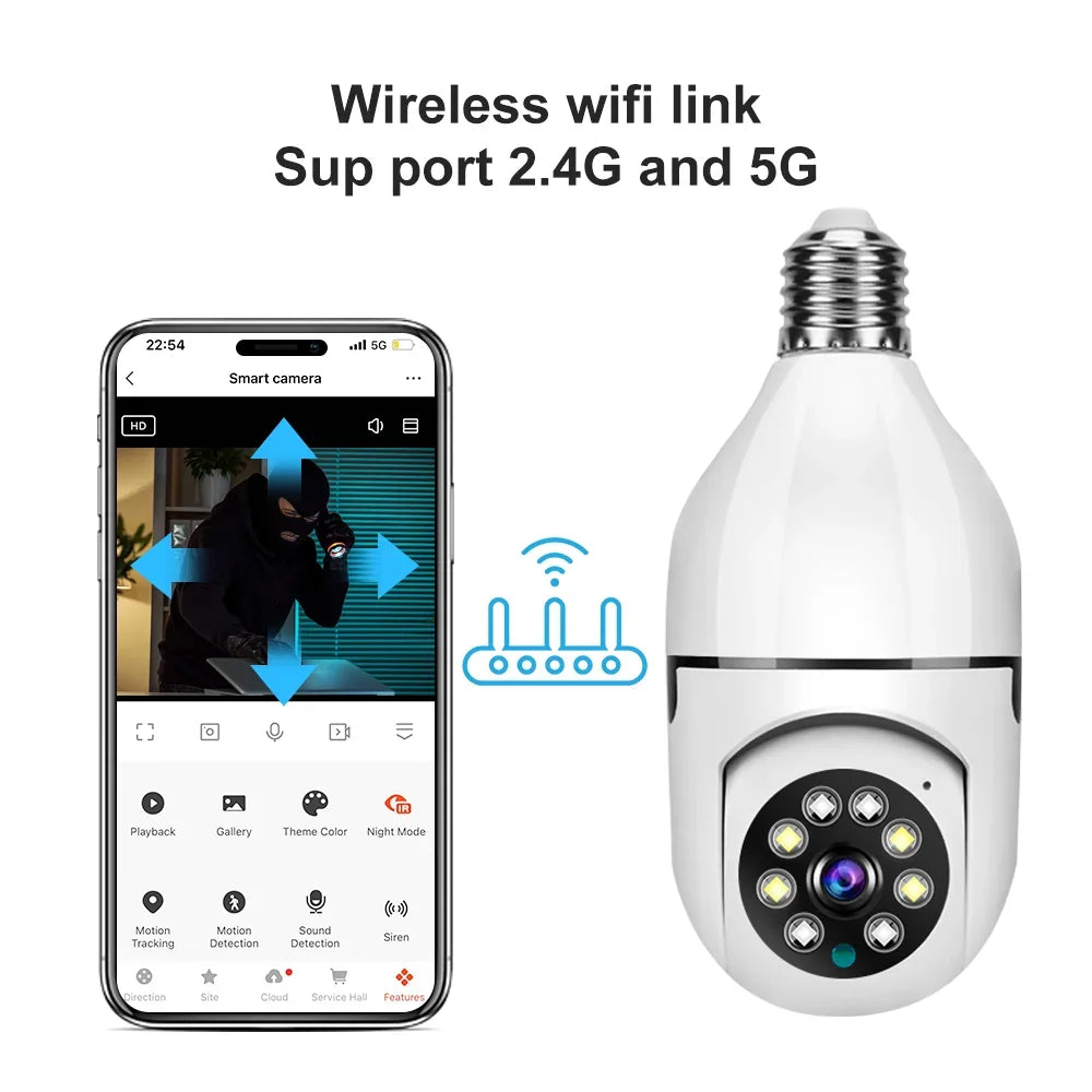 Tuya 2.4G/5G Dual-Band Bulb Camera 3MP/4MP/5MP WiFi Two Way Voice AI Human Detection Night Vision E27 Camera Surveilance Cam