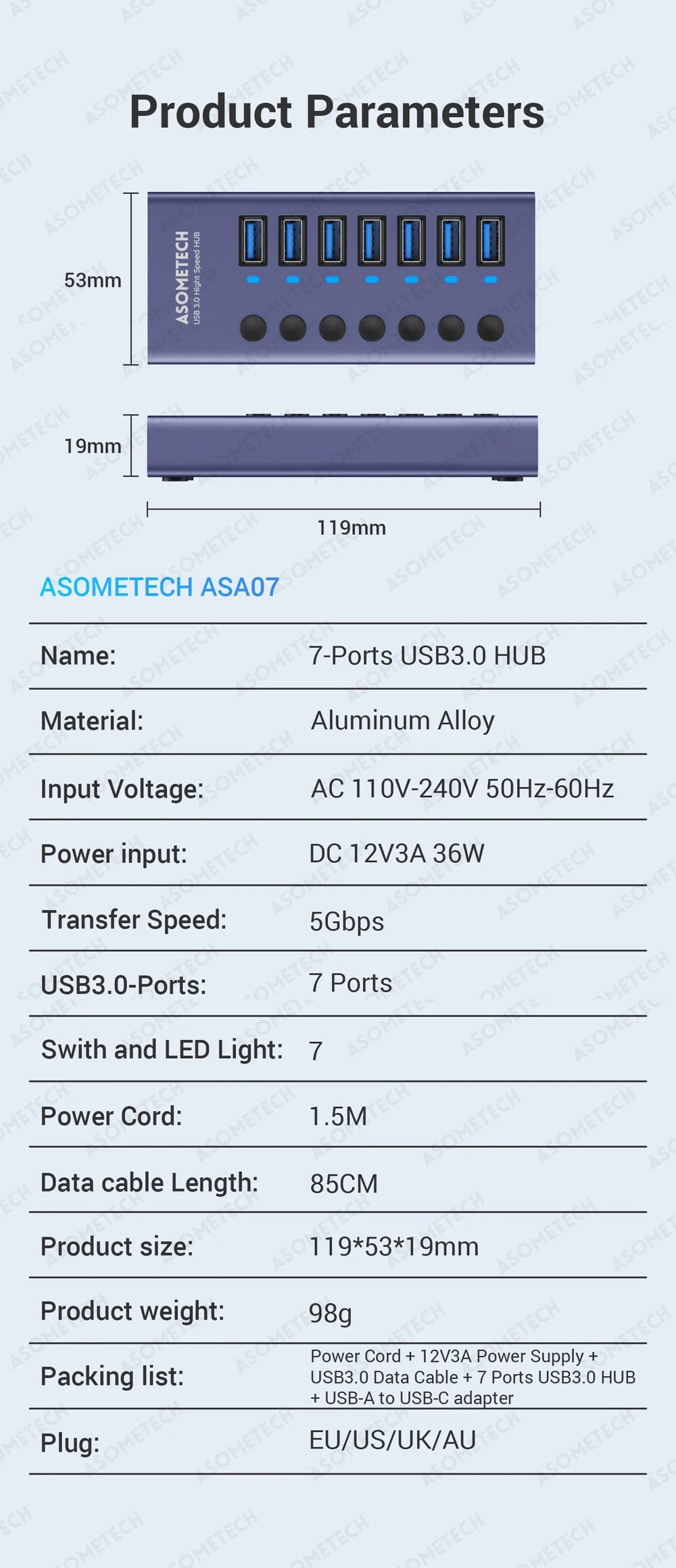 4/7/10 Ports Hub Usb 3 0 Multi USB Splitter with Switch Power Adapter Multi usb Extender for Laptop Accessories MacBook Splitter