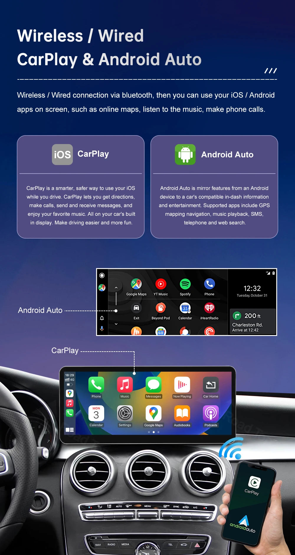 New 12.3" Linux Touch Screen for Mercedes Benz W205 GLC C V Class V447 GLA CLA NTG5.0 2015-2019 Wireless Carplay Android Auto