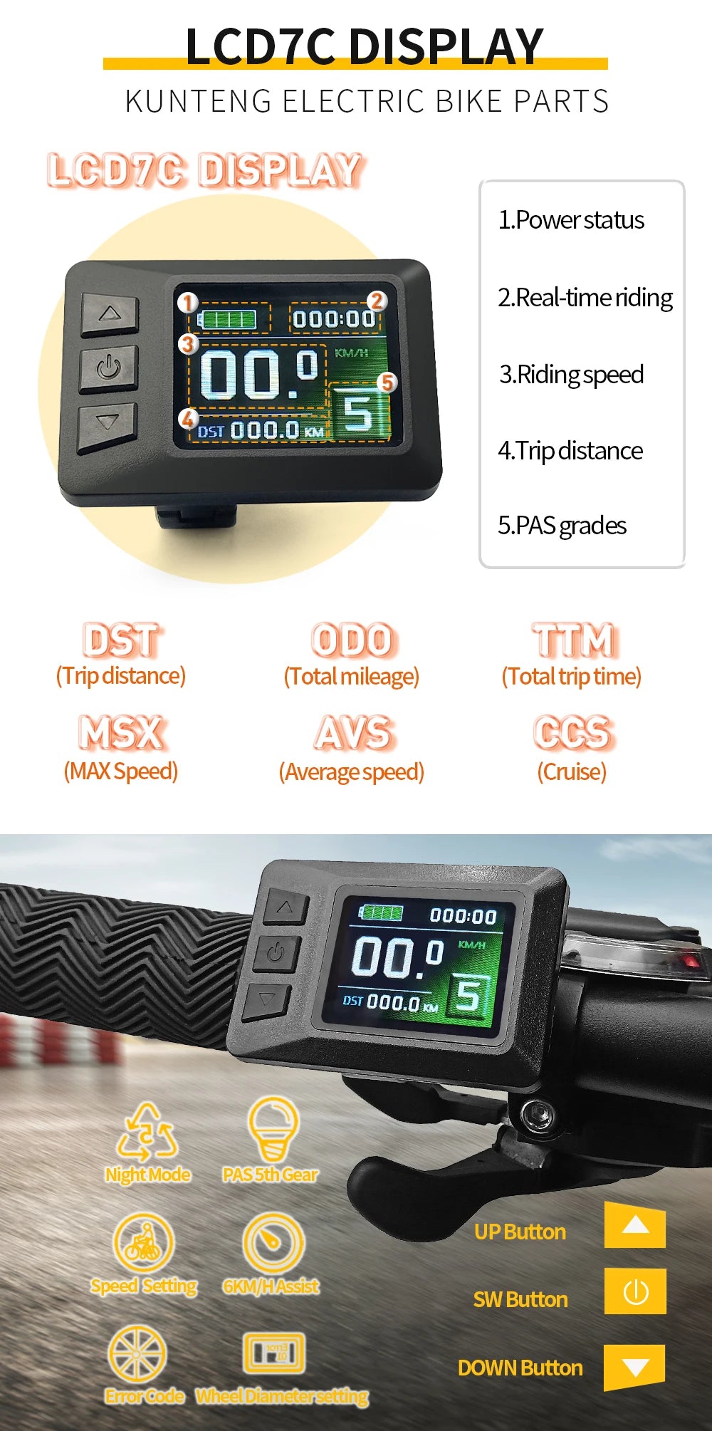 KT Ebike 30A 35A 50A 1000W 1500W 3000W Controller and Display 36V/48V LCD5 LCD7C LCD8H Electric Bicycle Bike Display Controller