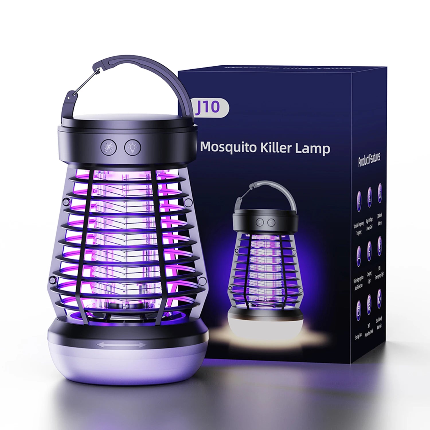Indoor mosquito killer lamp 2000V, dual-use for outdoor and indoor, with rechargeable insect and fly catcher