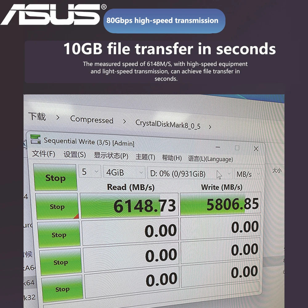 ASUS PD240W Fast Charging Thunderbolt 5 USB Type C Cable 80Gbps Data Transfer 16K/8K Video  for iPhone 16 17 Macbook Pro