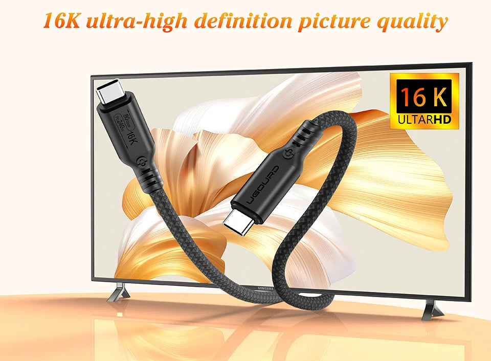 UGOURD Thunderbolt 5 Cable Type C 80Gbps USB4 Gen4 USB C to C 240W Charge Cable 16K Compatible Thunderbolt 4/3 40Gbps for eGPU