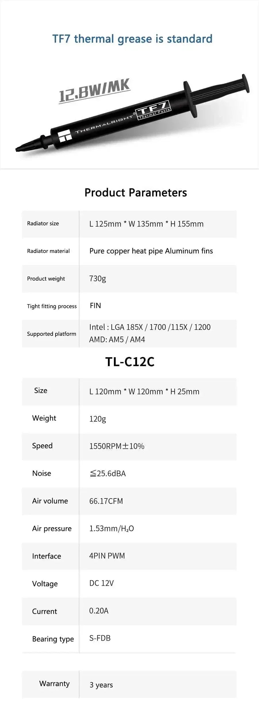 Thermalright Peerless Assassin 120 SE 6 Heat Pipes AGHP 120mm CPU Cooler Twin Towers Fan pa120se for AM4 AM5 Intel1700/115X/1851