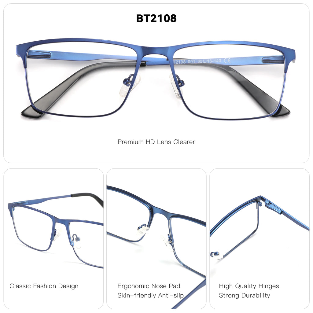 ZENOTTIC Titanium Progressive Prescription Glasses Men Square Anti Blue Light Photochromic Eyewear Optical Myopia Eyeglasses