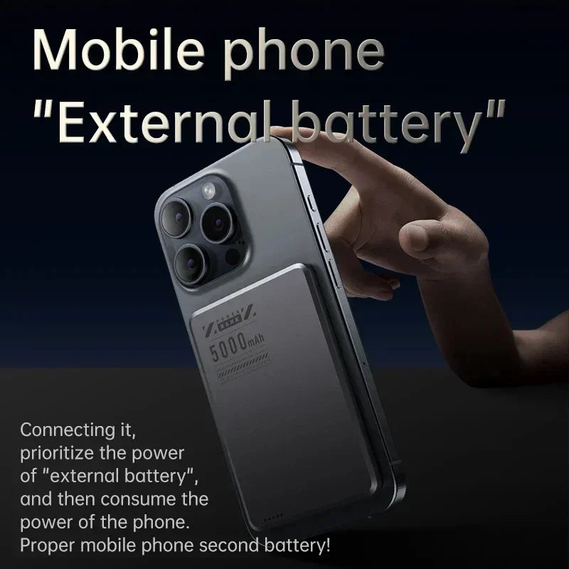 Lenovo 5000mAh Wireless Power Bank Qi2 Ultra Slim For Magsafe Fast Charge High Capacity Back clip Battery For iPhone Samsung