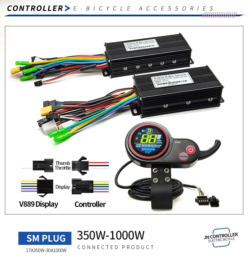 Ebike 17A26A30A40A45A Sinawave Controller 36V/48V LCD DIsplay V889 Wheel Hub Motor 500W-2000W Electric Bicycle Conversion Kit