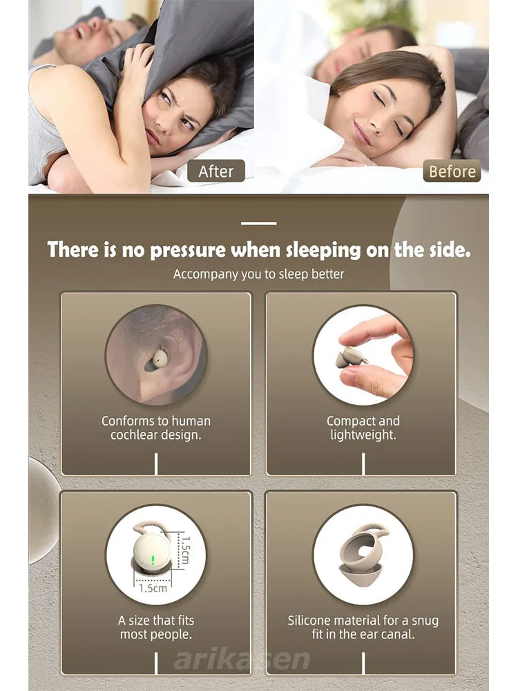 Wireless Earbuds for Sleeping invisible Small Bluetooth Eraphones Mini Comfortable Noise Blocking for Side Sleeping Home Work