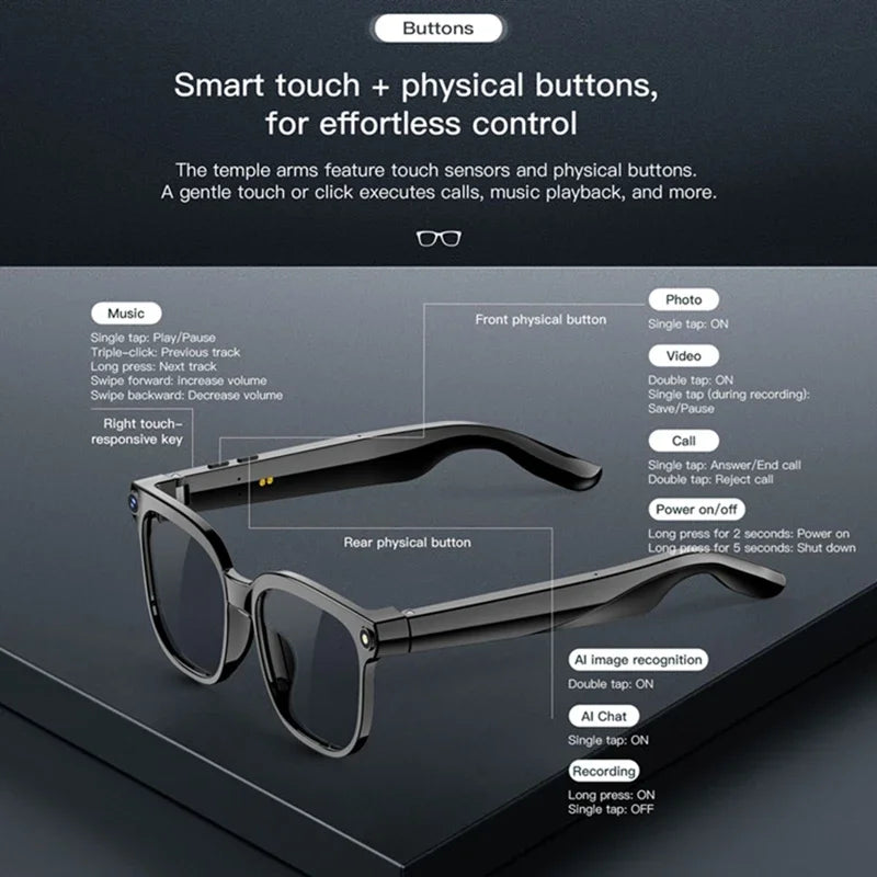 Lenovo 2026 8K HD AI Smart Glasses Multifunctional Translation Photo Video Record Bluetooth Call Music Player Camera Glasses New