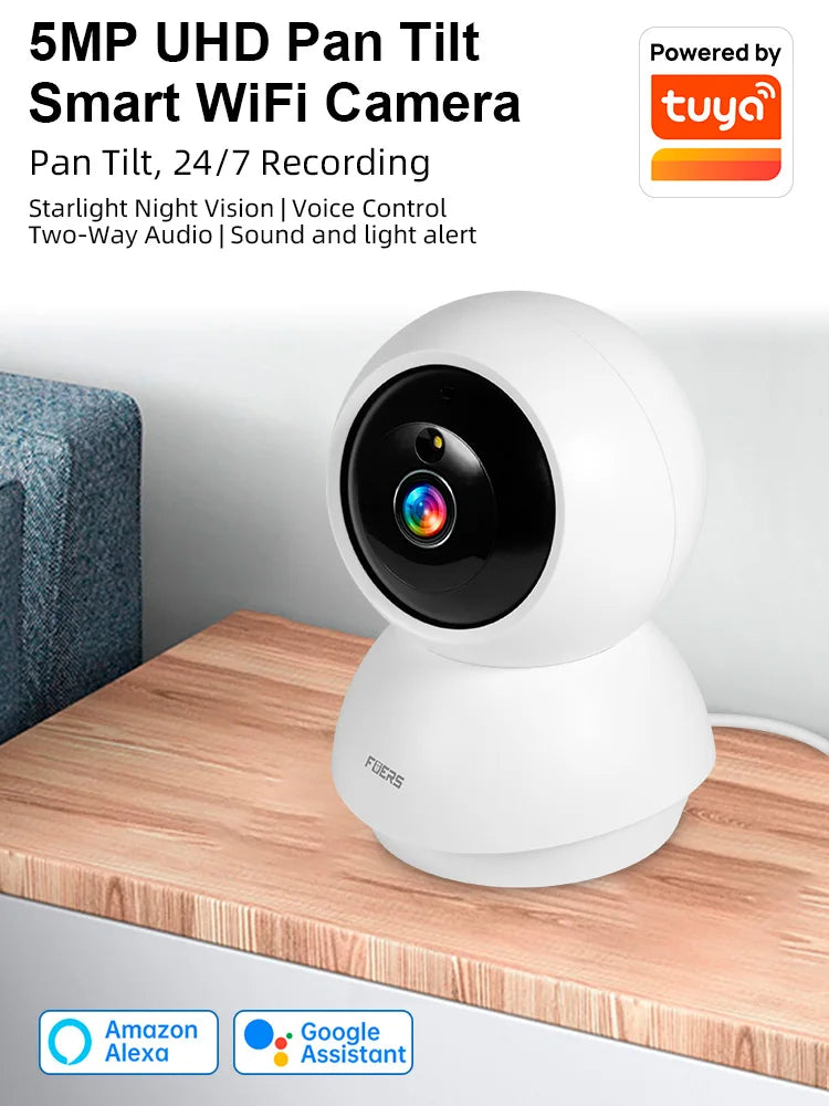 FUERS 5MP HD Indoor Security WIFI Camera For Baby Monitor Dog Camera Motion Detection Tuya Smart Home Works With Alexa