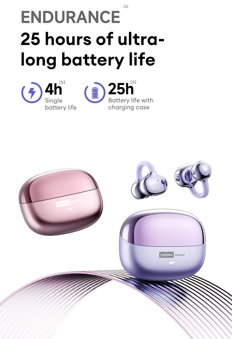 Lenovo LE302 OWS Ear Clip Earphones Wireless Bluetooth 6.0 Headset HD Call Touch Control Earbuds Low latency Gaming Headphones