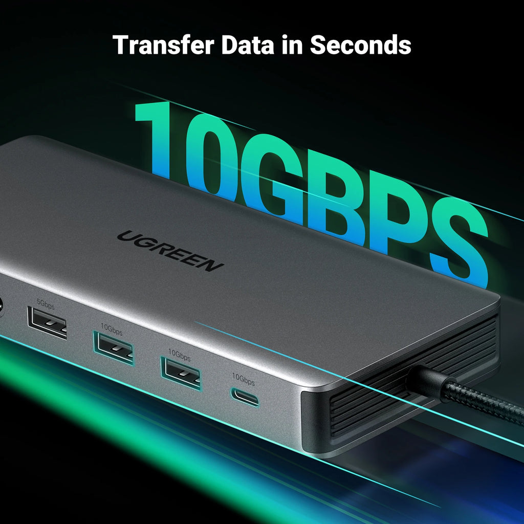 UGREEN 13-in-1 USB-C HUB Triple Display 4K Dual HDMI DP 10Gbps USB3.2 PD100W SD/TF Docking Station for MacBook Pro Air Dell XPS