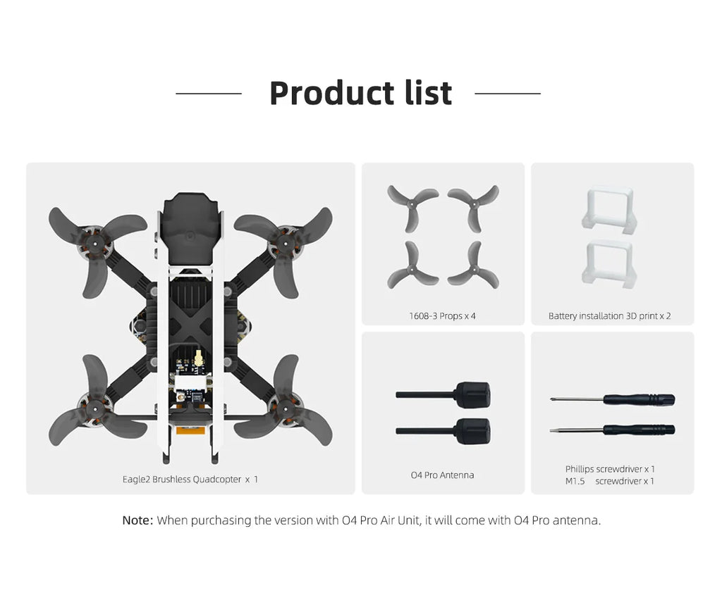 WalleFPV Eagle2 1.6inch Eagle 2 Brushless Quadcopter 2025 Mini Smart FPV RC Drones PNP / O4 PRO 4K 120FPS ELRS 2.4G FPV Drone