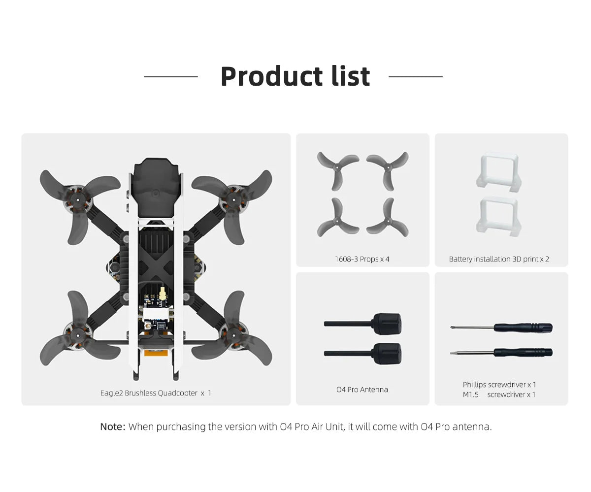 WalleFPV Eagle2 1.6inch Eagle 2 Brushless Quadcopter 2025 Mini Smart FPV RC Drones PNP / O4 PRO 4K 120FPS ELRS 2.4G FPV Drone