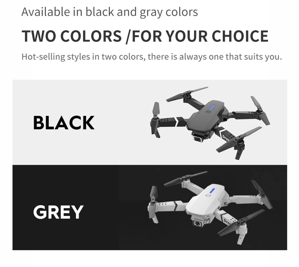 Hot Selling E88 Professional Mini RC Drone 4K Camera FPV Wifi Remote Control Toys for Beginners Quadcopter with HD Camera