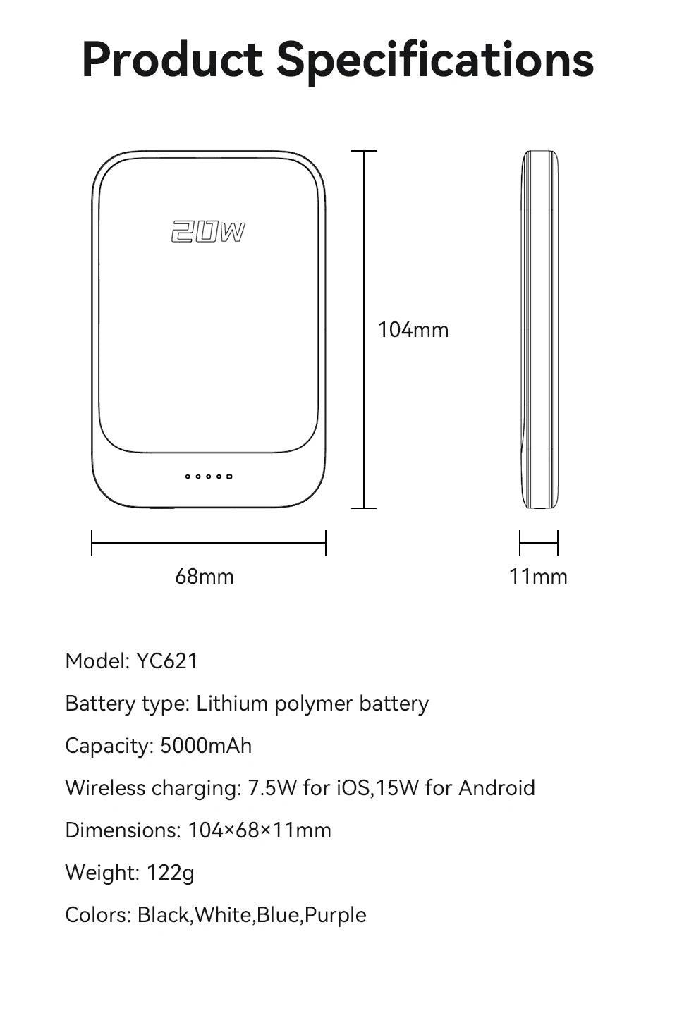 KUULAA Magnetic Power Bank 5000mAh Portable Charger Wireless Fast Charging PD20W PowerBank for Magsafe for iPhone 17 16 Pro Max