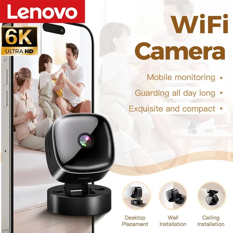 Lenovo 6K HD Wifi Mini Camera Wireless Security Protection Remote Monitor Camcorders Video Surveillance Home Smart Camera