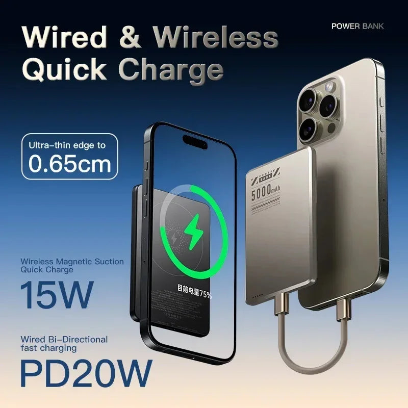Lenovo 10000mah Magnetic Power Bank Ultra Slim Qi2 Wireless Power bank Portable External Battery for Magsafe for iPhone Samsung