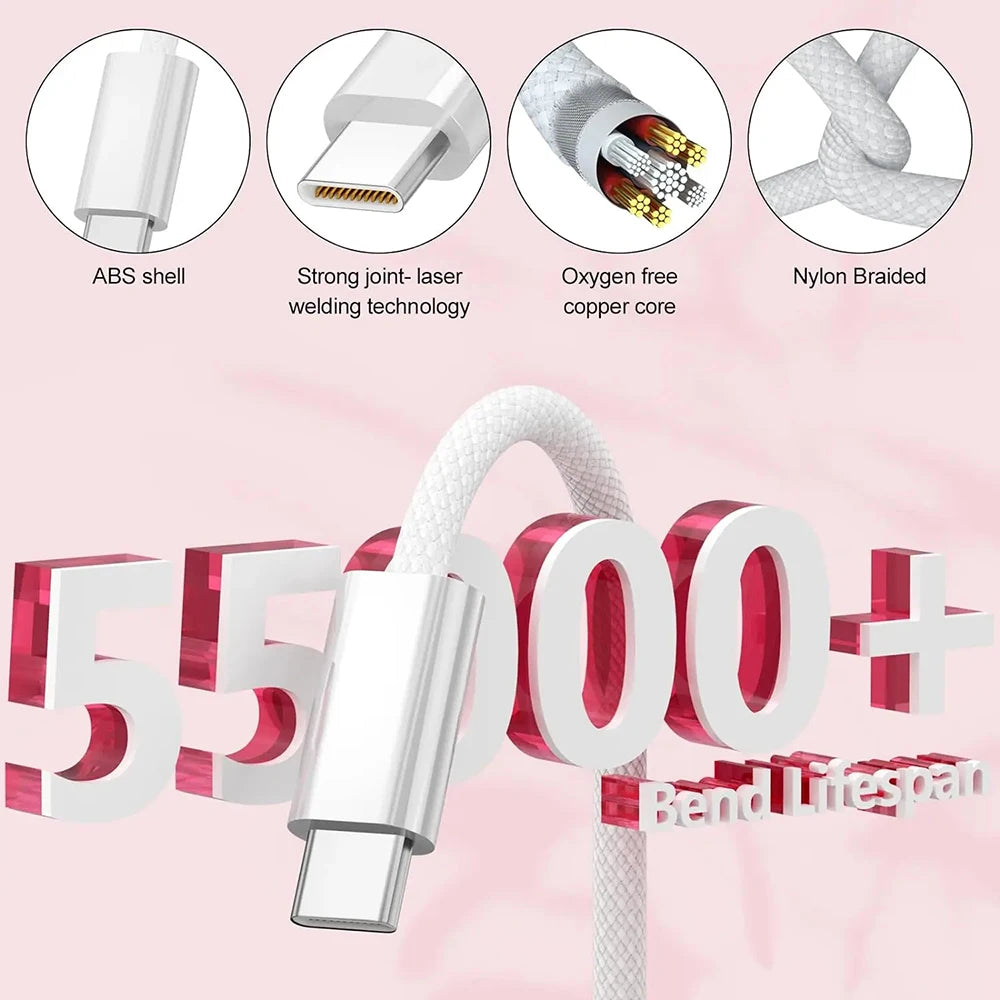 PD 60W USB C to USB Type C Cable Fast Charge Data Cable For Huawei Samsung Macbook iPad Data Line Type C To Type C