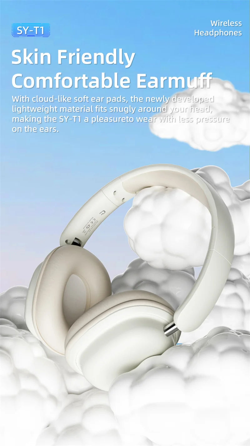 SY-T1 Foldable Wireless Headphones Lightweight Bluetooth 5.3 Earphone Pluggable Mic Stereo Music Game Headset For Friend Gifts