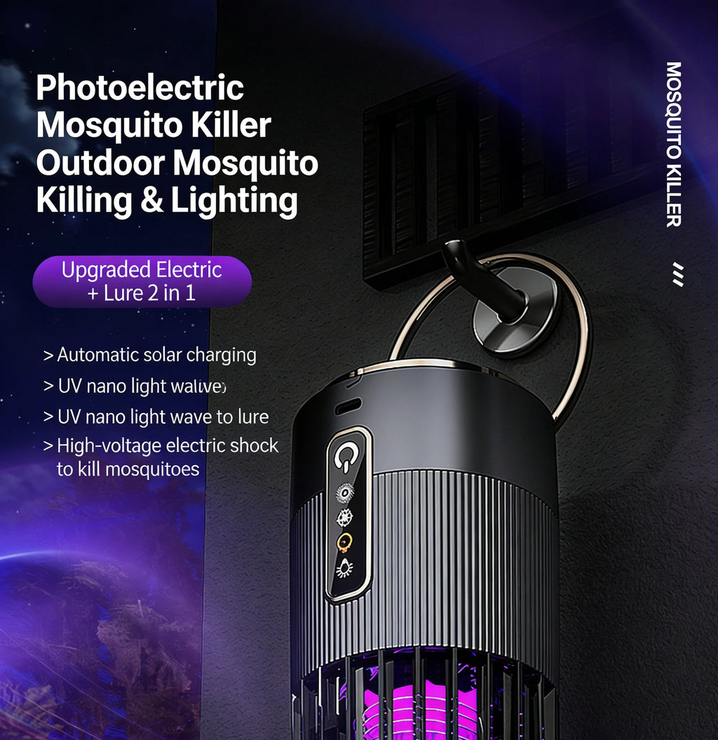 Outdoor Solar Energy Mosquito Killer Camping lamp Upgrade Household Mosquito Repellent USB Rechargeable Portable Insect Killer