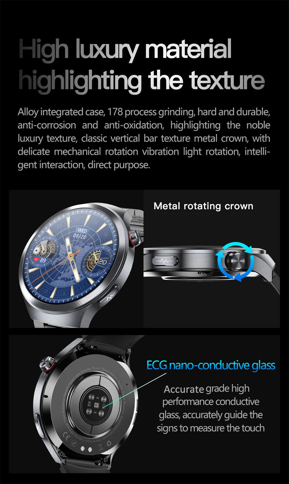 Hospital Level Accurate Measurement Blood Analysis Health Smart Watch ECG Uric Acid Blood Lipids BT Call Smart Watches For man