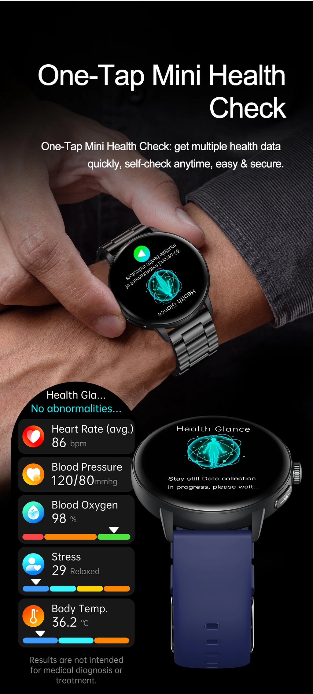 2026 New AI Accurate Diagnosis Body Fat Uric Acid BP ECG SmartWatch HD AMOLED Screen call Sport Health Smart watch For Men women