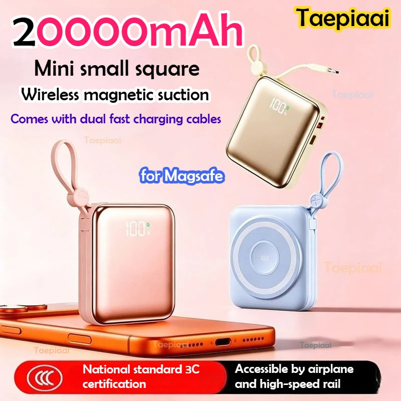 Taepiaai PD20W PowerBank Magnetic 20000mAh Portable Wireless Fast Charging PowerBank for Magsafe for IPhone Huawei Samsung Watch