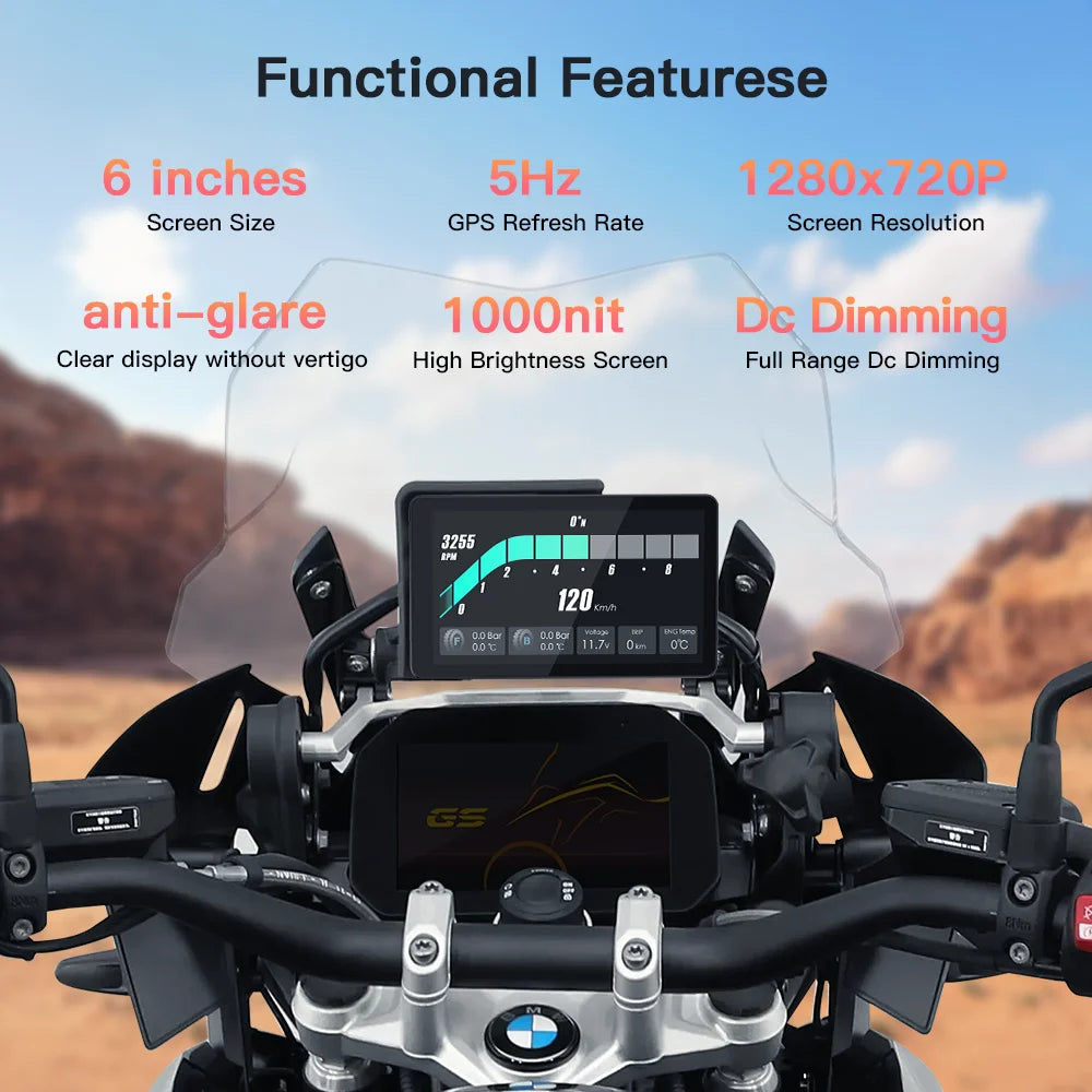 CARABC 6" MB6 Motorcycle Navigation Wireless Carplay Android Auto For BMW  R1300GS S1000 XRF750GS XR M1000 R1200GS R1250GS