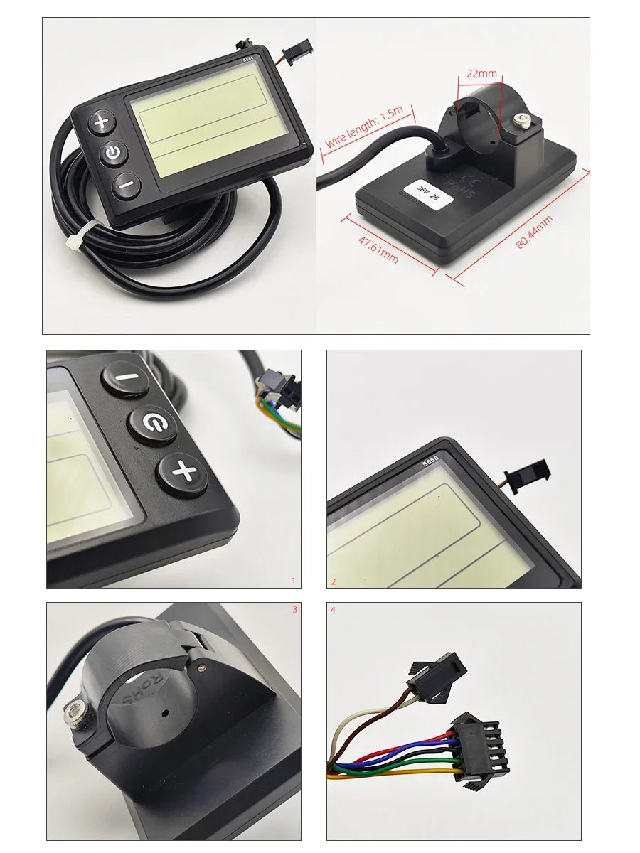 36V 48V 60V 25A 500W 750W E-bike Brushless Motor Sine Wave Controller S866 LCD Color Display for Electric Mountain Bike Scooter