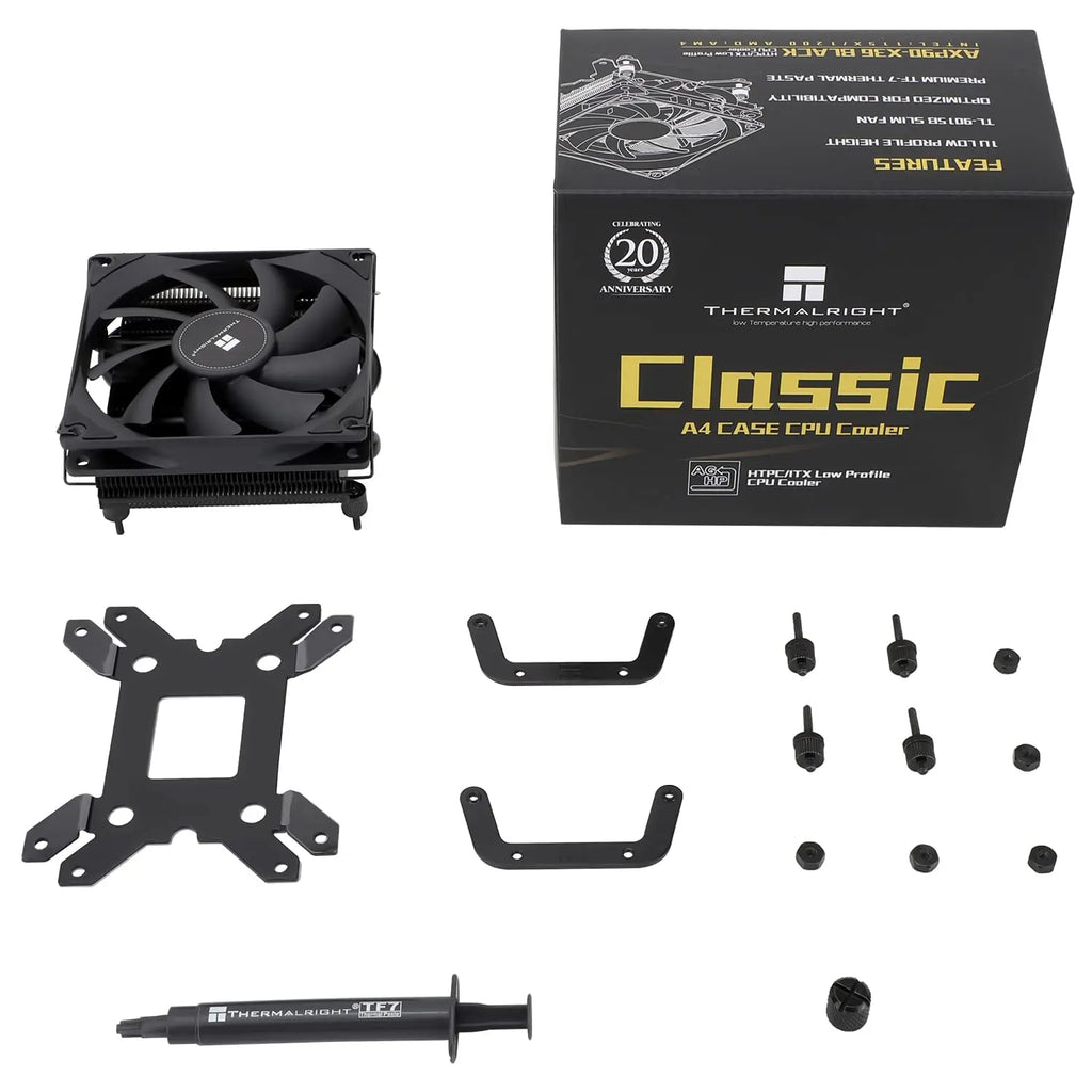 Thermalright AXP-90 X36 Black CPU Air Cooler with Quite 90mm PWM Fan 4 Heat Pipes 36mm Height for AMD AM4 Intel LGA 115X 1200