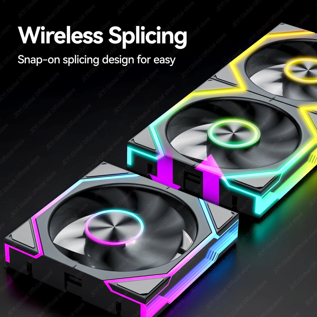 JEYI 12CM ARGB PC Fans Hydro Bearing Fan Infinity Mirror 30dB(A) cooling fan 5V3pin PWM 800-2000RPM Forward/Reverse Blade Fan