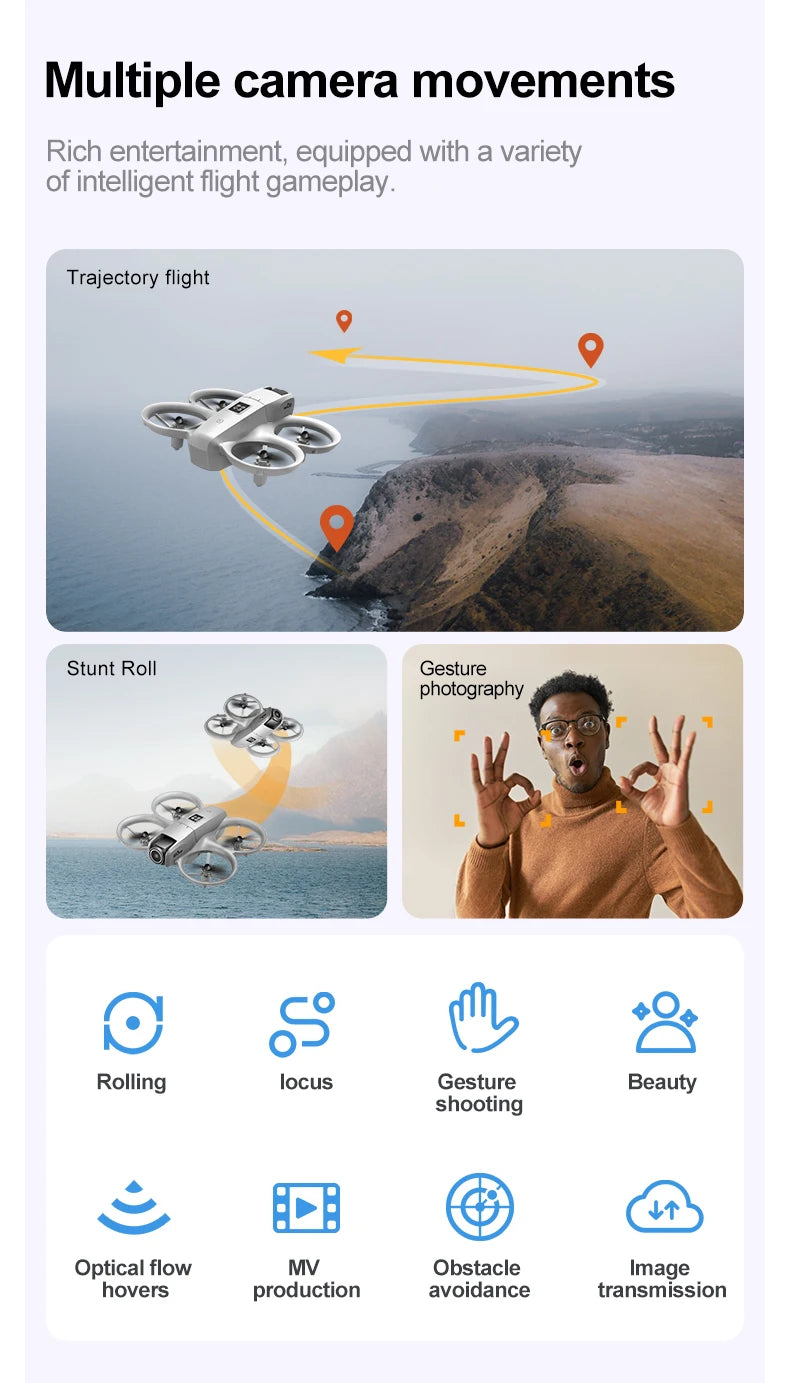 NEW GT3 Mini Foldable Drone With Lights 8k Aerial Photography Optical Flow Positioning 360° Obstacle Avoidance Helicopter Drone
