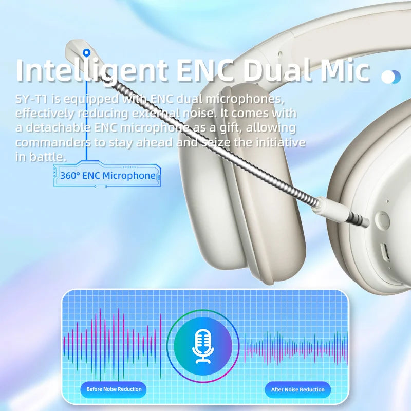 SY-T1 Foldable Wireless Headphones Lightweight Bluetooth 5.3 Earphone Pluggable Mic Stereo Music Game Headset For Friend Gifts