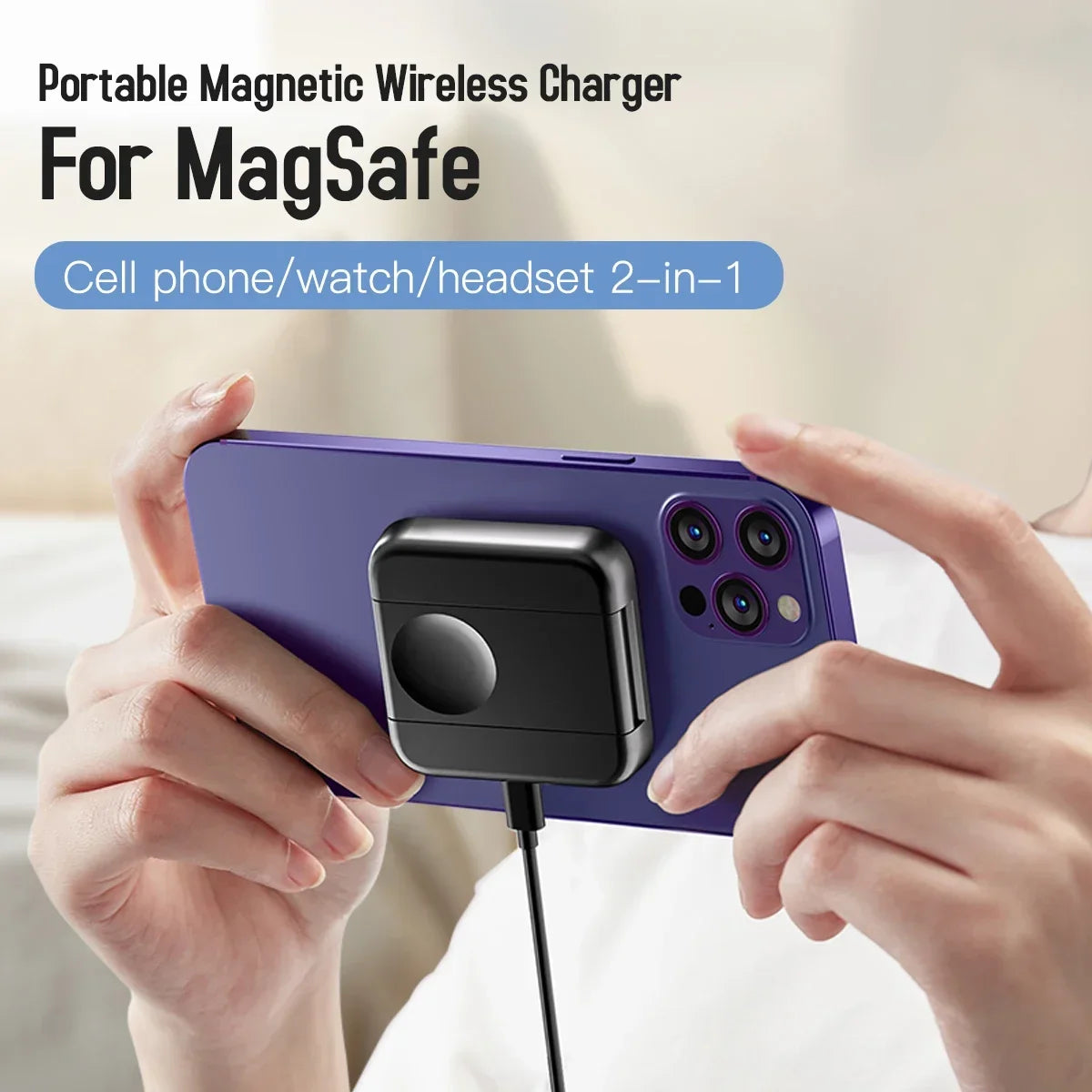 2 in 1 Foldable Magnetic Wireless Charger For Magsafe iPhone 16 15 14 13 12 Samsung Xiaomi Apple Watch 9-2 Airpods Fast Charging