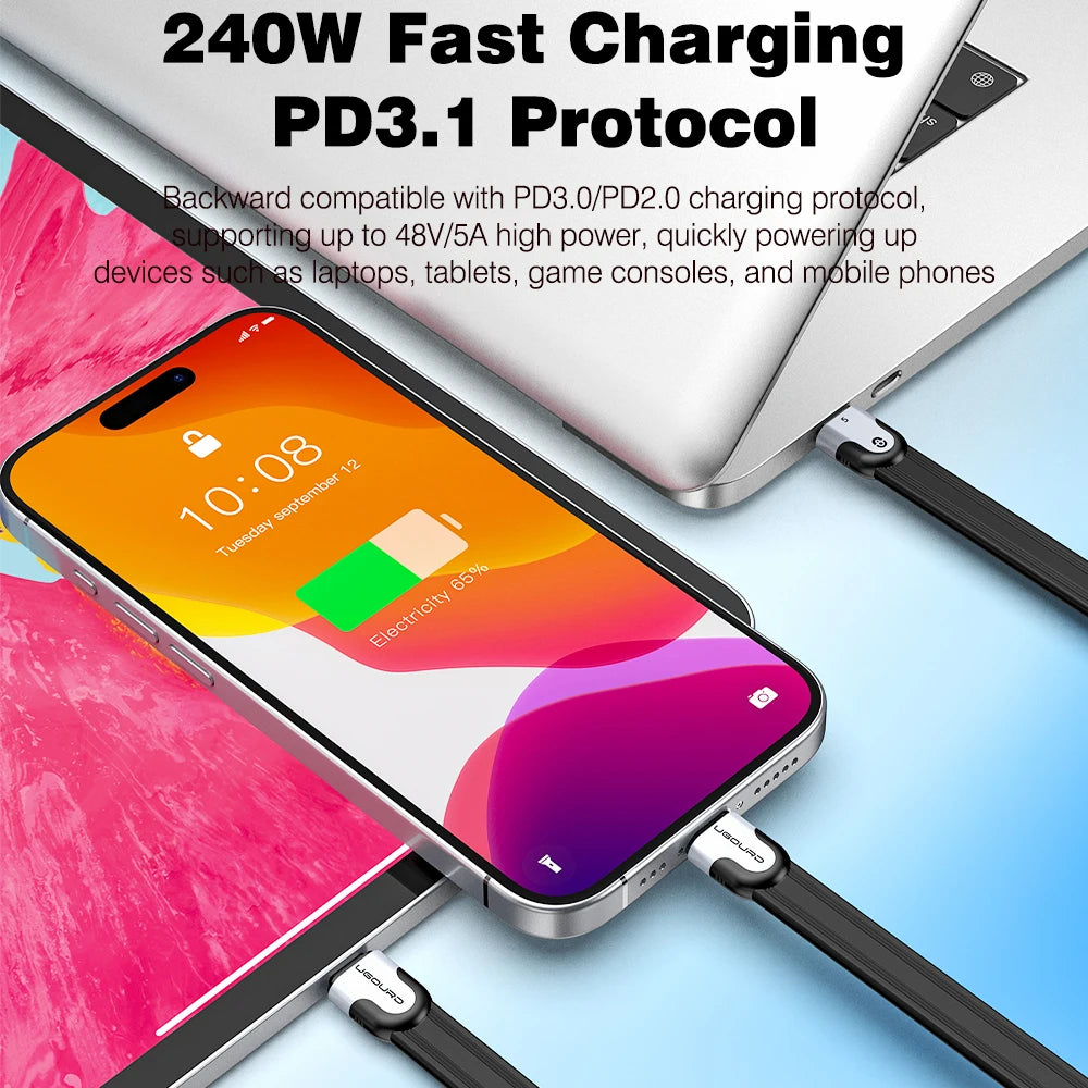 UGOURD Thunderbolt5 80Gbps Cable USB5 USB 4-V2 Type-C Thunderbolt 0.15m 1m 240W Fast Charging Cable For SSD Enclosure USB-C Hub