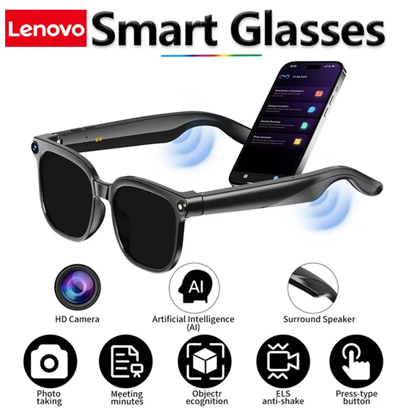 Lenovo 2026 8K HD AI Smart Glasses Multifunctional Translation Photo Video Record Bluetooth Call Music Player Camera Glasses New