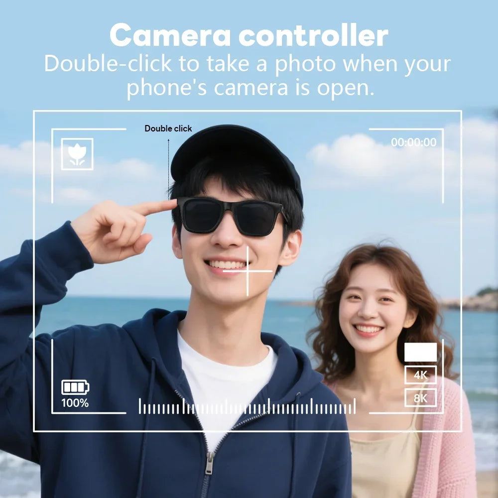 Lenovo AI Smart Glasses 8K 1600MP Touch Control Photo Recording Voice Assistant Translator Music Wireless Bluetooth Sunglasses