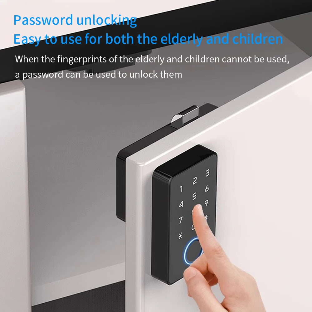 Smart Fingerprint Drawer Lock Tuya APP Electric Keyless Invisible Sensor Lock 13.56Mhz IC Card Unlock No Hole Cabinet Furniture