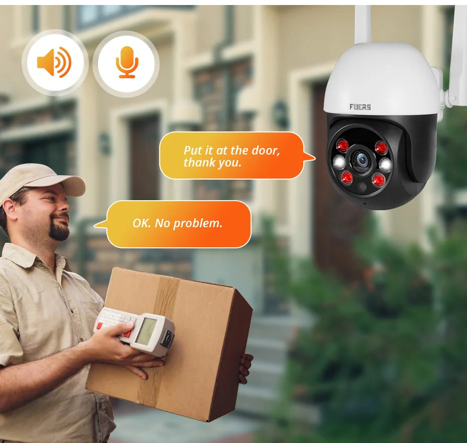 Fuers 8MP 4K IP Camera Outdoor Home Security Auto Tracking AI Human Detection WIFI CCTV Surveillance Camera Work With Tuya Smart