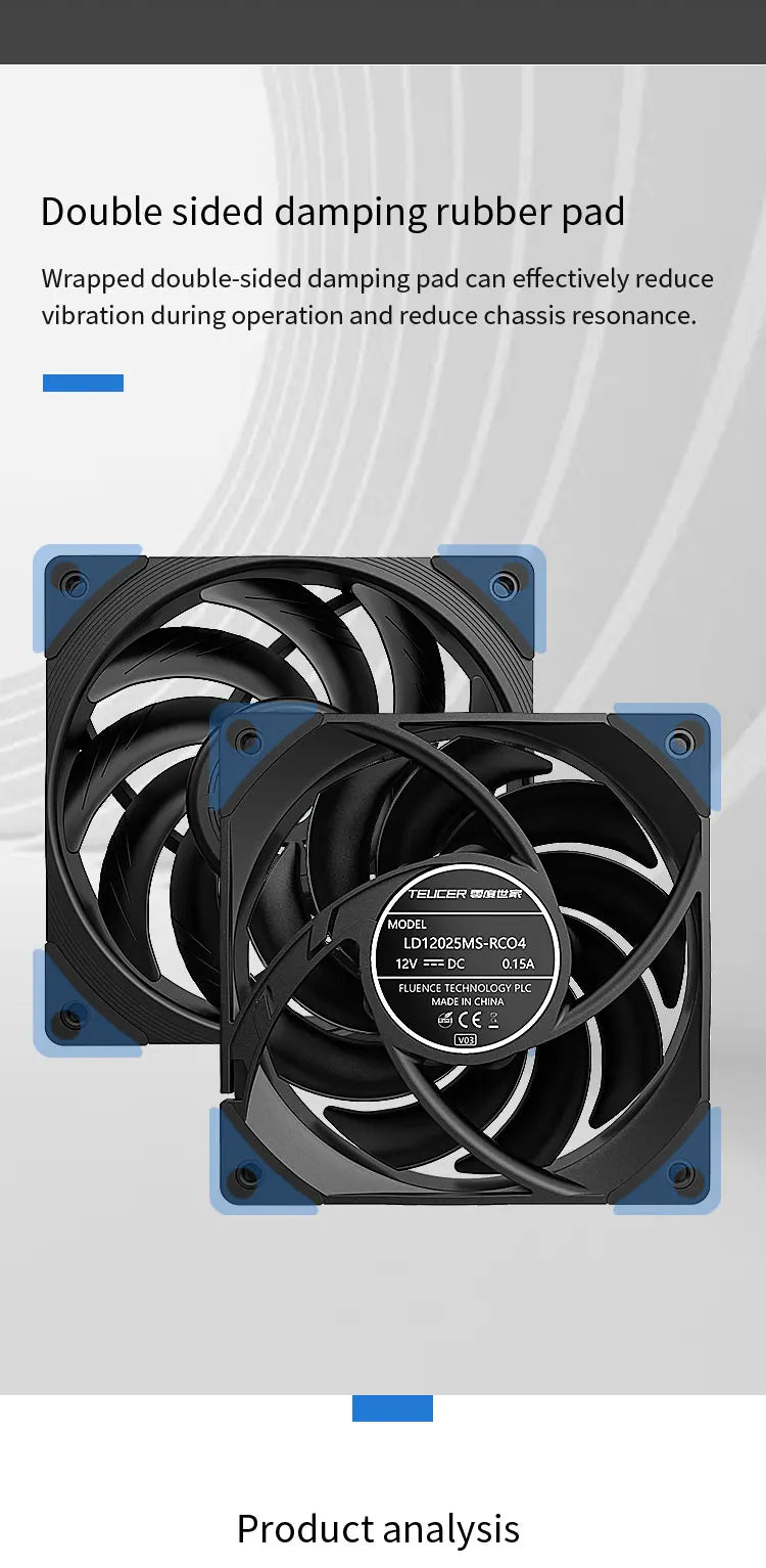 TEUCER T30 12cm Case Fan High Speed Large Air Volume PWM 2150RPM Computer Case Cooling System Fan 120mm SFDB PC Gamer CPU Cooler