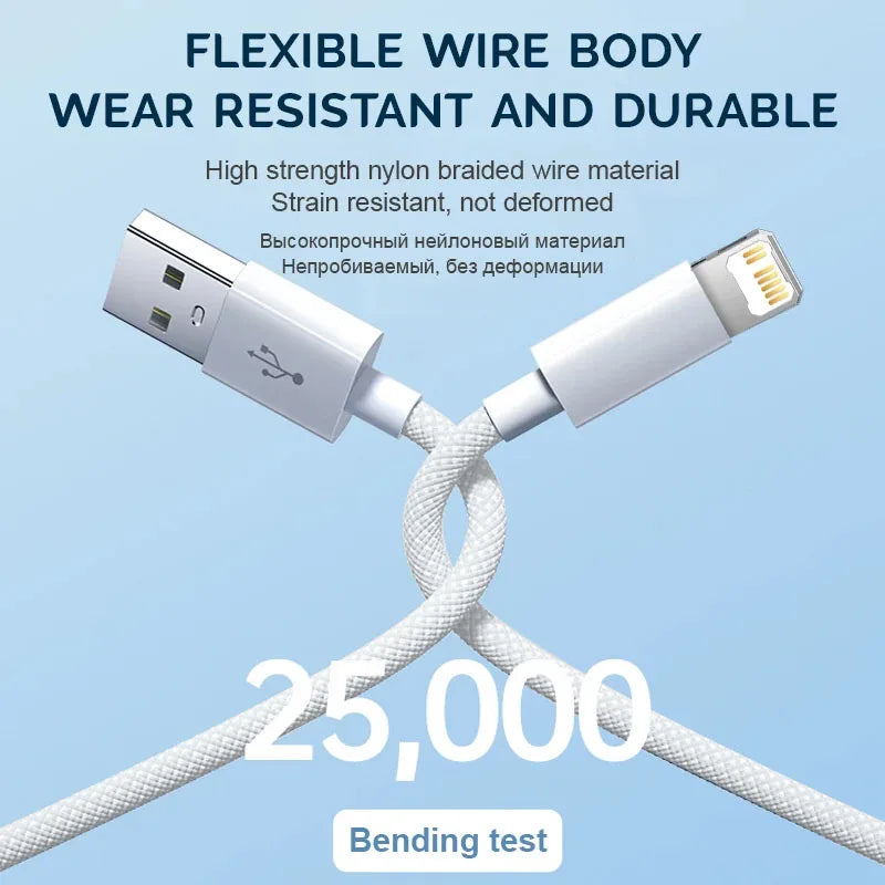 30W Fast Charging USB Cable For iPhone 14 13 12 11 Pro Max 8 7 6 Plus XS X XR Type C Data Line 2M Quick Charge Phone Accessories