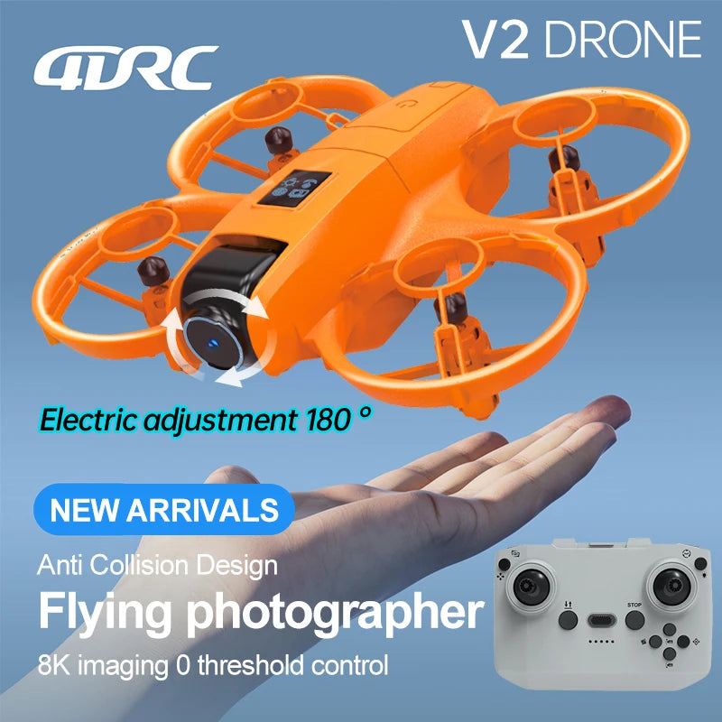 V2 Mini Drone 8K Profession 180° HD Wide Angle Camera WiFi FPV RC Dron Height Keep Helicopter Foldable Quadcopter Kids Toys